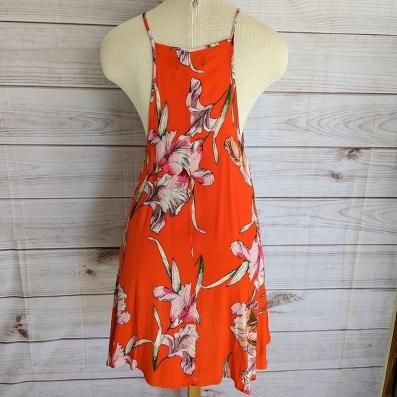 MINKPINK Tangerine Dream Orange High Neck Mini Swing Dress Size Small - Picture 8 of 10